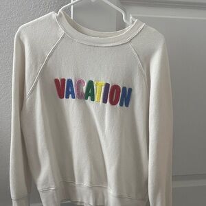 Z Supply Cream Sweater with Colorful 'VACATION' Letters